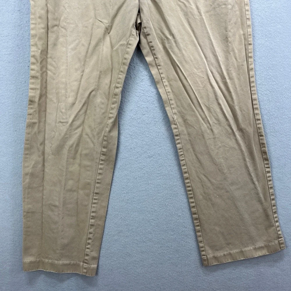 Haggar Straight Fit Chino Pants Mens 38x30 Tan Khaki Casual Classic Flat Front